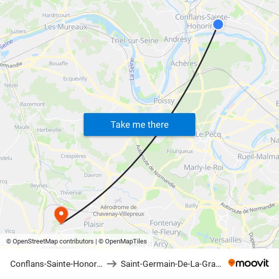 Conflans-Sainte-Honorine to Saint-Germain-De-La-Grange map