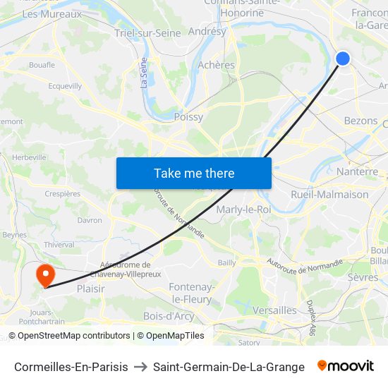 Cormeilles-En-Parisis to Saint-Germain-De-La-Grange map