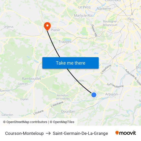 Courson-Monteloup to Saint-Germain-De-La-Grange map
