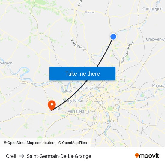 Creil to Saint-Germain-De-La-Grange map