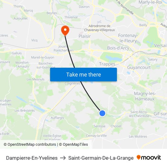 Dampierre-En-Yvelines to Saint-Germain-De-La-Grange map