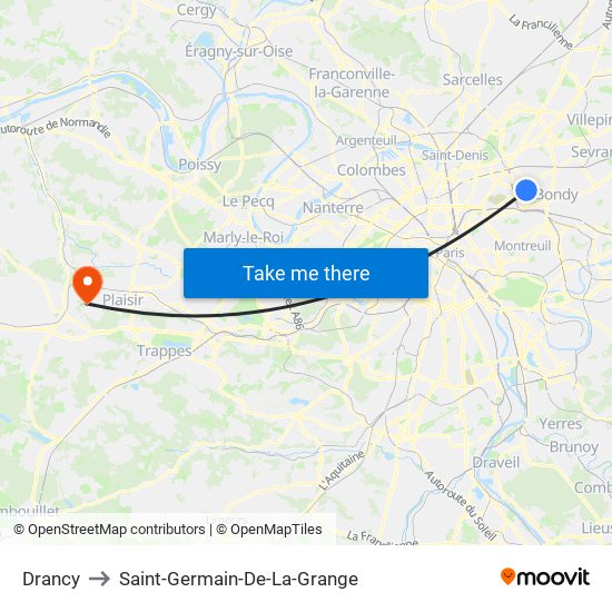 Drancy to Saint-Germain-De-La-Grange map