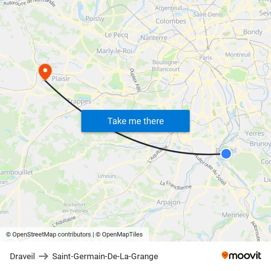 Draveil to Saint-Germain-De-La-Grange map
