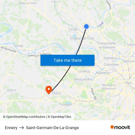 Ennery to Saint-Germain-De-La-Grange map