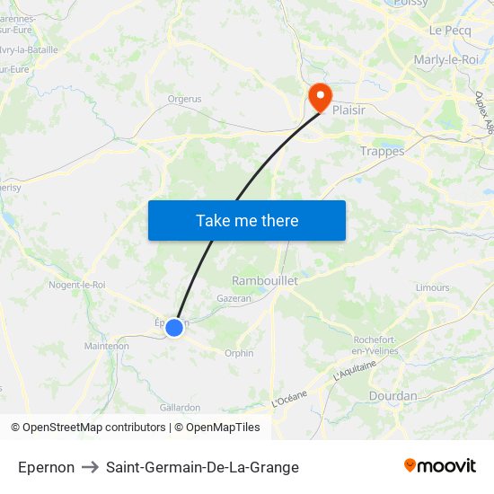 Epernon to Saint-Germain-De-La-Grange map
