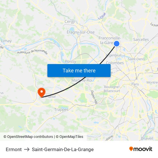 Ermont to Saint-Germain-De-La-Grange map