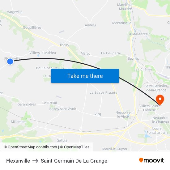 Flexanville to Saint-Germain-De-La-Grange map