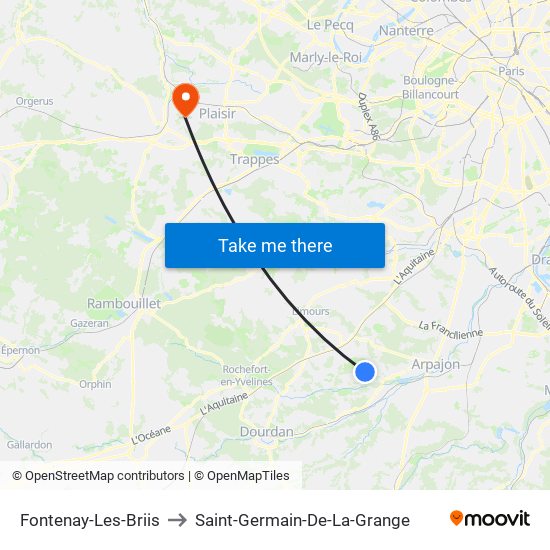 Fontenay-Les-Briis to Saint-Germain-De-La-Grange map