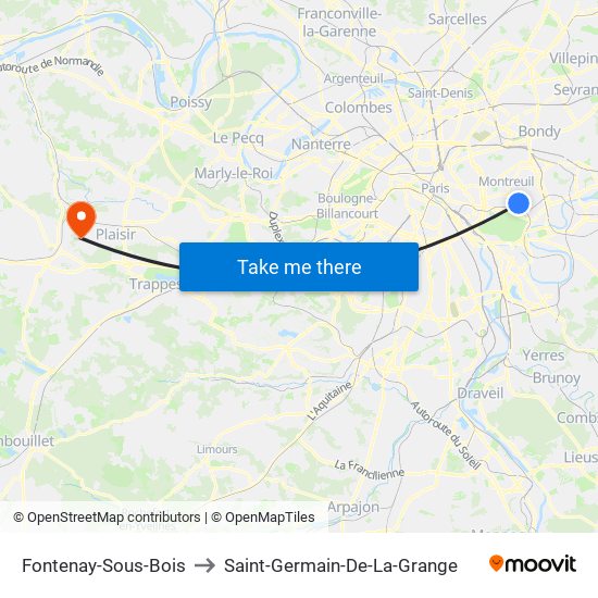 Fontenay-Sous-Bois to Saint-Germain-De-La-Grange map