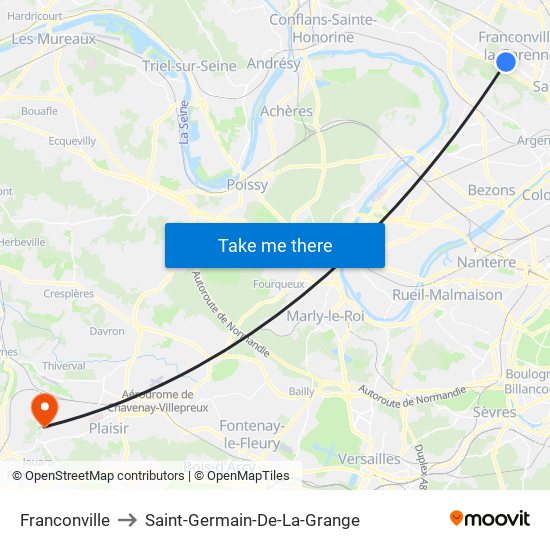 Franconville to Saint-Germain-De-La-Grange map
