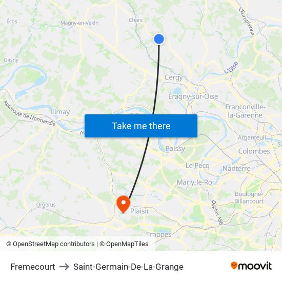 Fremecourt to Saint-Germain-De-La-Grange map