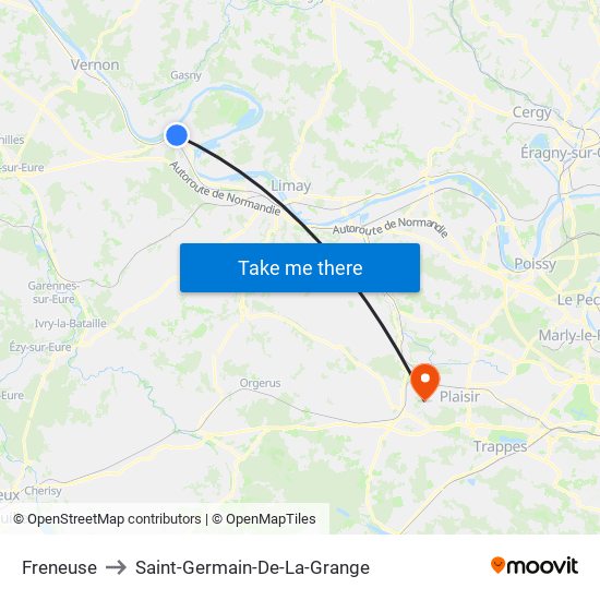 Freneuse to Saint-Germain-De-La-Grange map
