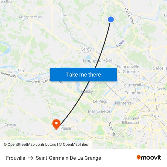 Frouville to Saint-Germain-De-La-Grange map