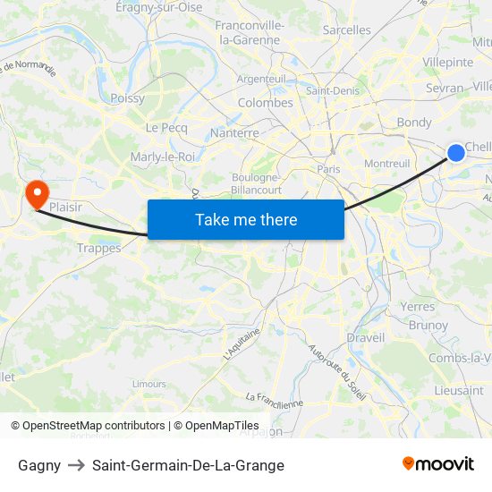 Gagny to Saint-Germain-De-La-Grange map