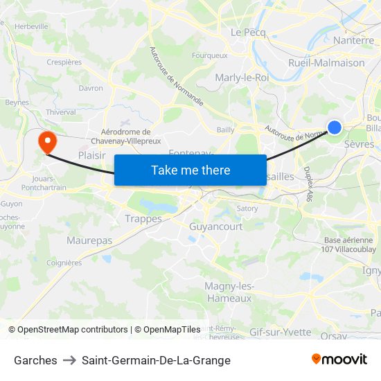 Garches to Saint-Germain-De-La-Grange map