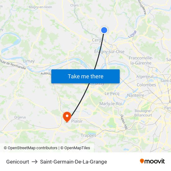 Genicourt to Saint-Germain-De-La-Grange map