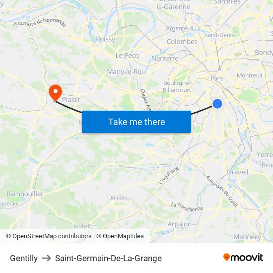 Gentilly to Saint-Germain-De-La-Grange map