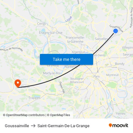 Goussainville to Saint-Germain-De-La-Grange map