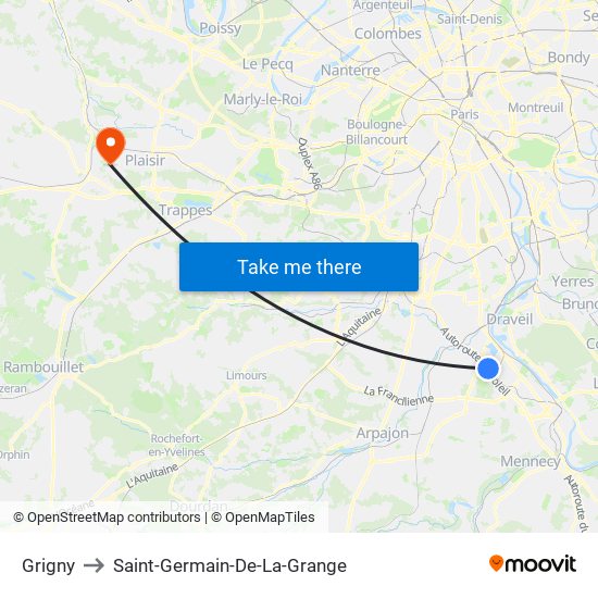Grigny to Saint-Germain-De-La-Grange map