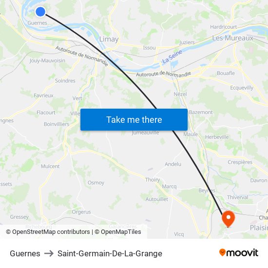 Guernes to Saint-Germain-De-La-Grange map