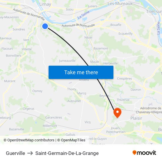 Guerville to Saint-Germain-De-La-Grange map
