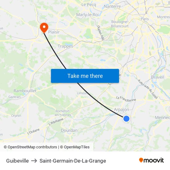 Guibeville to Saint-Germain-De-La-Grange map