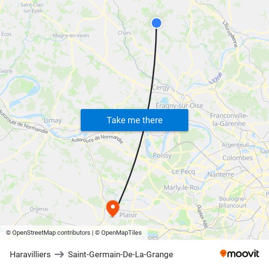 Haravilliers to Saint-Germain-De-La-Grange map