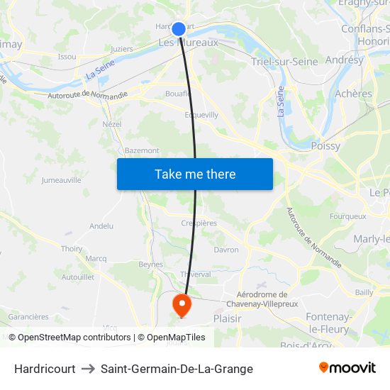 Hardricourt to Saint-Germain-De-La-Grange map