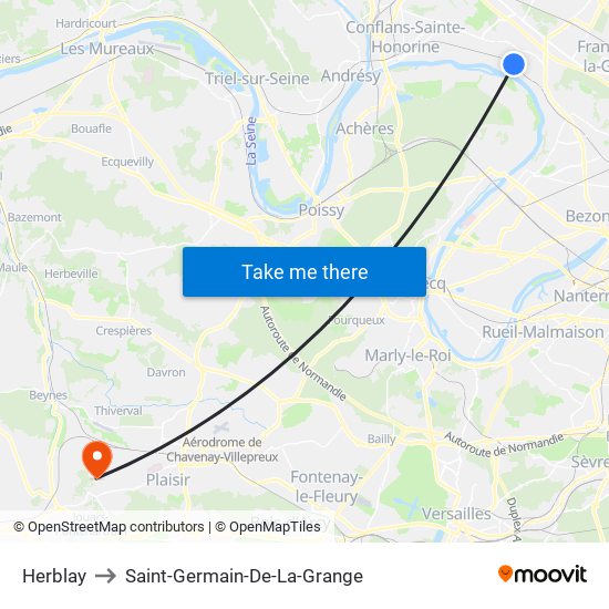 Herblay to Saint-Germain-De-La-Grange map