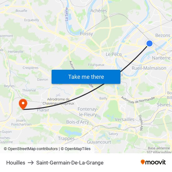 Houilles to Saint-Germain-De-La-Grange map