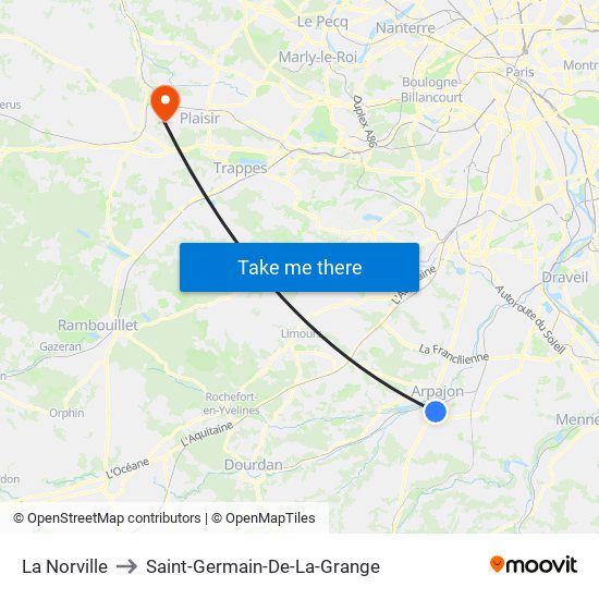 La Norville to Saint-Germain-De-La-Grange map