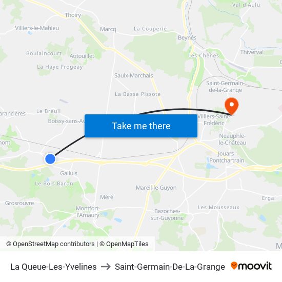 La Queue-Les-Yvelines to Saint-Germain-De-La-Grange map