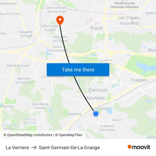 La Verriere to Saint-Germain-De-La-Grange map
