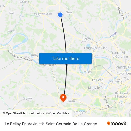 Le Bellay-En-Vexin to Saint-Germain-De-La-Grange map