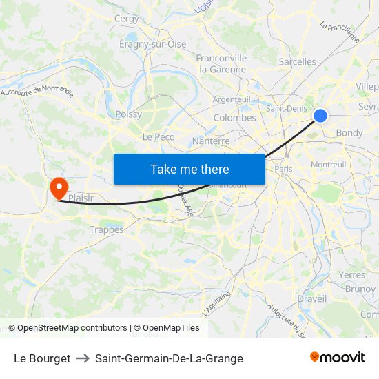 Le Bourget to Saint-Germain-De-La-Grange map