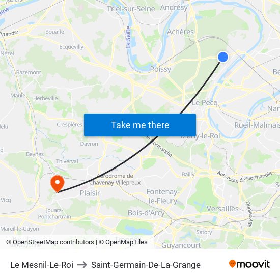Le Mesnil-Le-Roi to Saint-Germain-De-La-Grange map