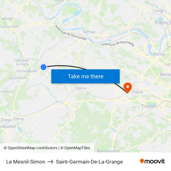 Le Mesnil-Simon to Saint-Germain-De-La-Grange map