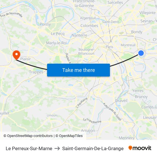Le Perreux-Sur-Marne to Saint-Germain-De-La-Grange map
