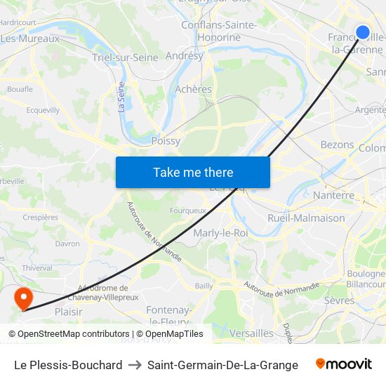 Le Plessis-Bouchard to Saint-Germain-De-La-Grange map