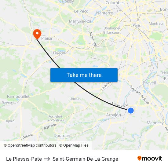 Le Plessis-Pate to Saint-Germain-De-La-Grange map