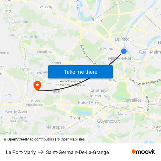Le Port-Marly to Saint-Germain-De-La-Grange map