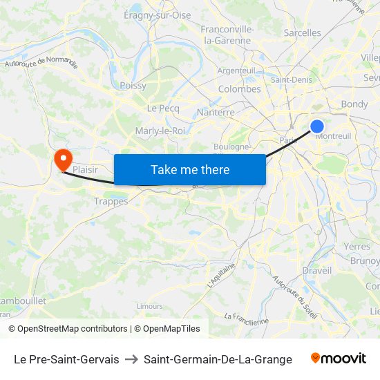 Le Pre-Saint-Gervais to Saint-Germain-De-La-Grange map