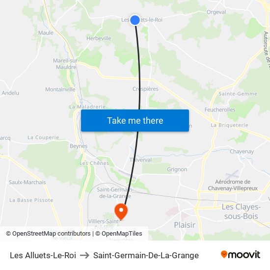 Les Alluets-Le-Roi to Saint-Germain-De-La-Grange map