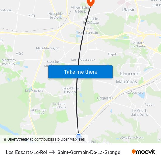 Les Essarts-Le-Roi to Saint-Germain-De-La-Grange map