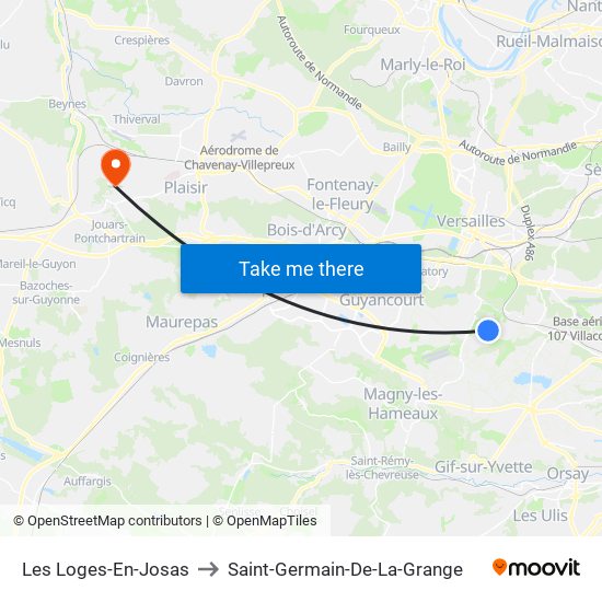 Les Loges-En-Josas to Saint-Germain-De-La-Grange map