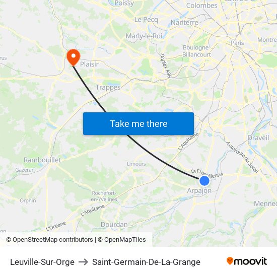 Leuville-Sur-Orge to Saint-Germain-De-La-Grange map