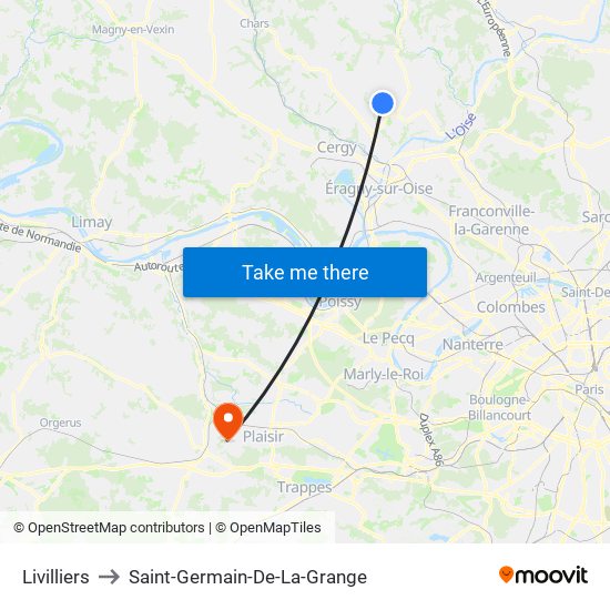 Livilliers to Saint-Germain-De-La-Grange map