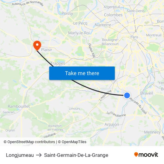 Longjumeau to Saint-Germain-De-La-Grange map