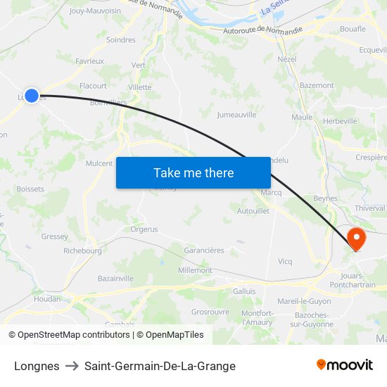 Longnes to Saint-Germain-De-La-Grange map