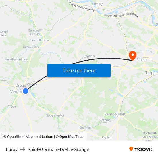 Luray to Saint-Germain-De-La-Grange map